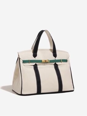 Custom Designed Boatkin Canvas Boat Tote – Navy & Green Trim with Piping